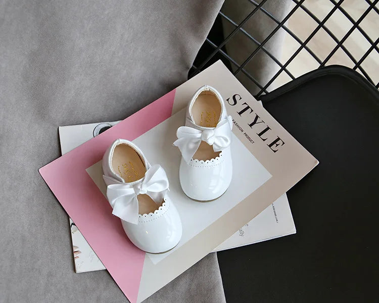 Baby Prinzessin Mädchen Schuhe 2025 - Frühling Herbst Süße Schleife Lackleder - Tanzschuhe Erste Laufschuhe Kinder