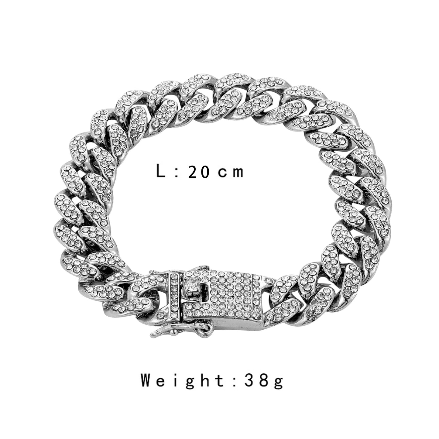 Luxus Mode Punk Strass Armband Für Frauen Männer Hiphop Cuban Link Armbänder Einfach Design Golden Silber Farbe Schmuck Geschenk