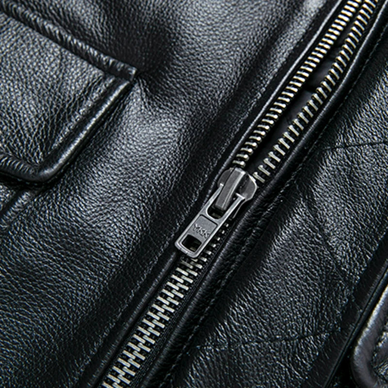 Air Force Flight Jacket Fur Collar Genuine Top Layer Cow Leather Jacket Men Black Brown Cow Coat Men's Winter Jacket