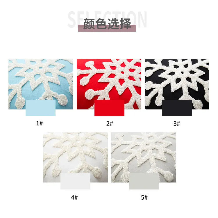 Christmas Style Big Snowflake Throw Pillow Case 45x45cm Canves Wool Embroidery Cushion Cover For Noel Party Home Decoration