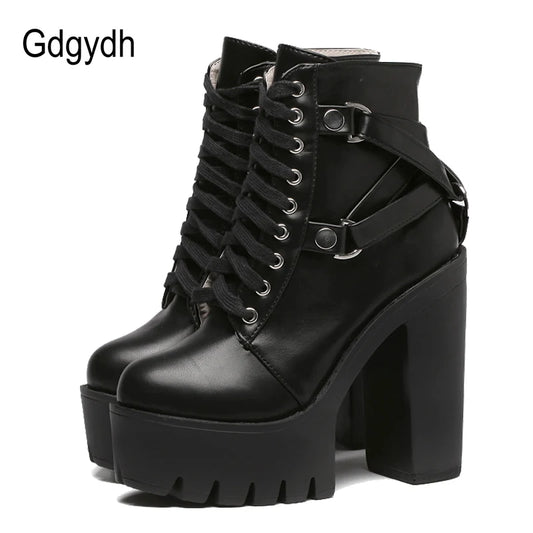 Gdgydh Mode Stiefel Plateau Leder - Damen Gr.35-42, 10cm
