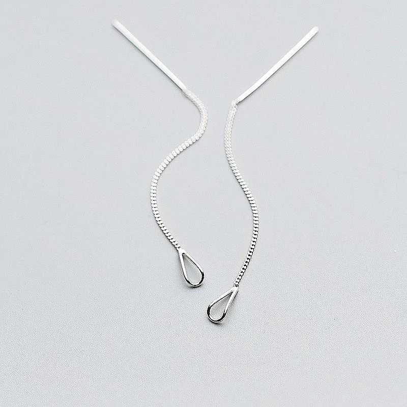 INZATT 925 Sterling Silber 6,3cm Lange Quasten-Ketten Bar Hängende Tropfen Ohrringe für Frauen Mode Schmuck Hochzeitsgeschenk