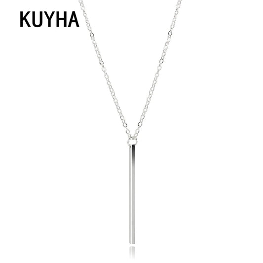Gold and Silver Color Collar Necklace for Girls Boys Geometric Chain Pendant Copper Jewelry Hot Sale