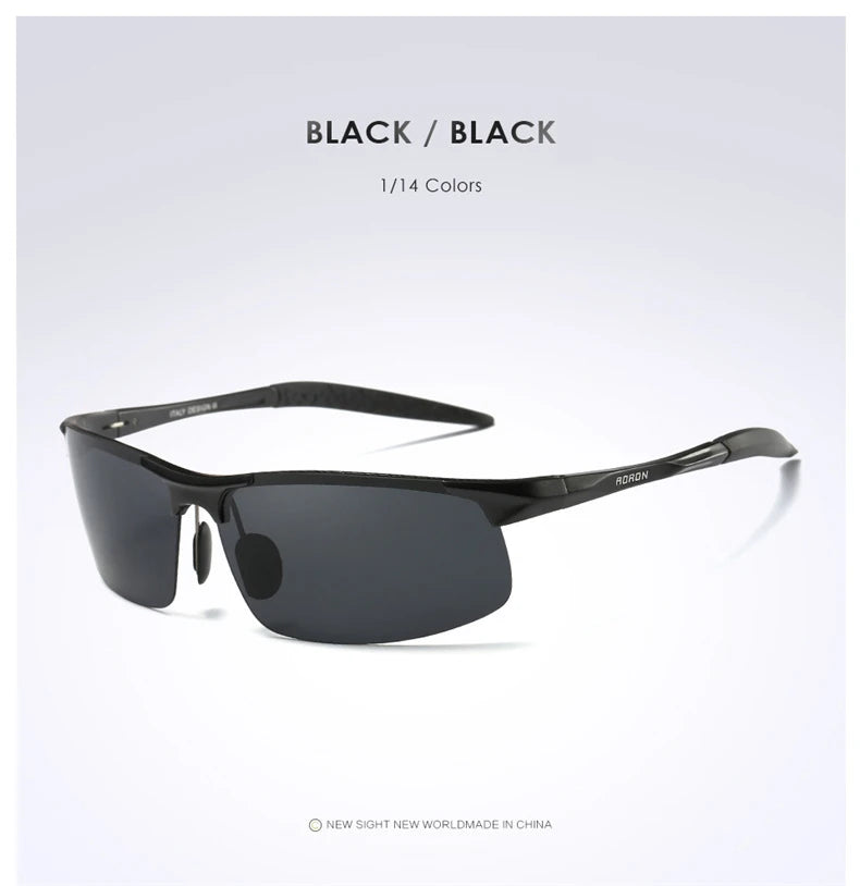 AORON Fahr-Polarisierte Sonnenbrille Herren Aluminium Magnesium Rahmen Sport Sonnenbrille Fahrer Retro Brille UV400 Anti-Blend