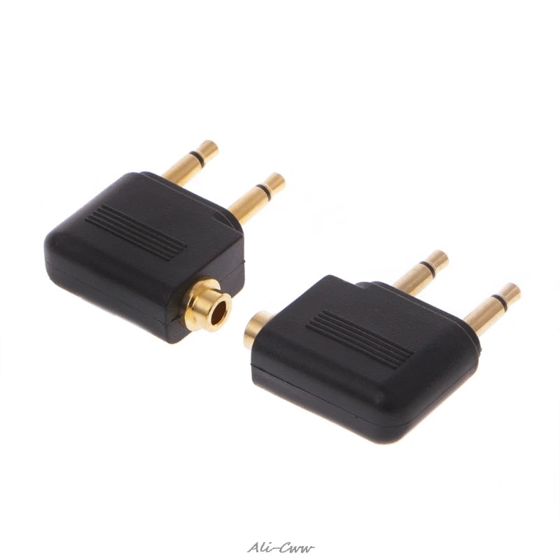 OOTDTY Adapter Flugzeug Mono 3,5 mm Goldnickel - 2 Stück