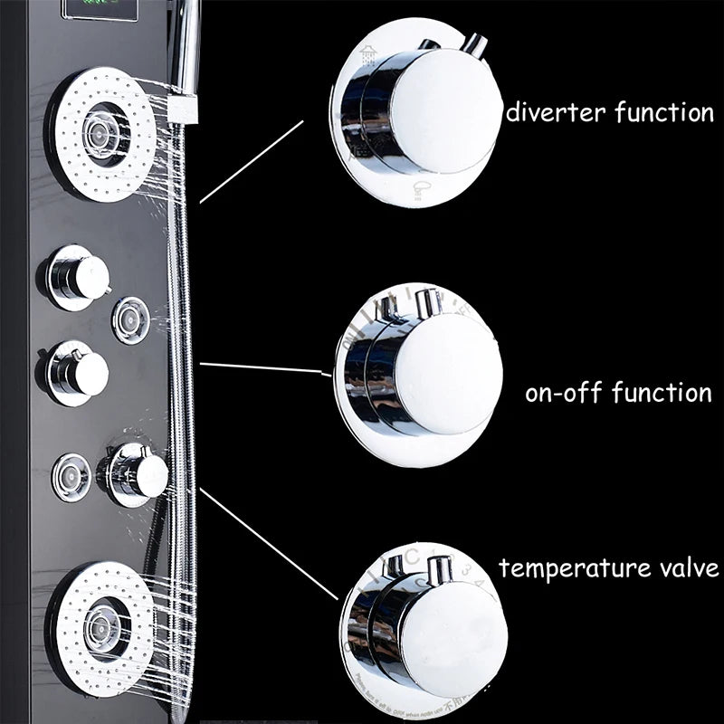LED Duschsystem mit Temperaturanzeige - Regendusche Set mit Massage & SPA Funktion