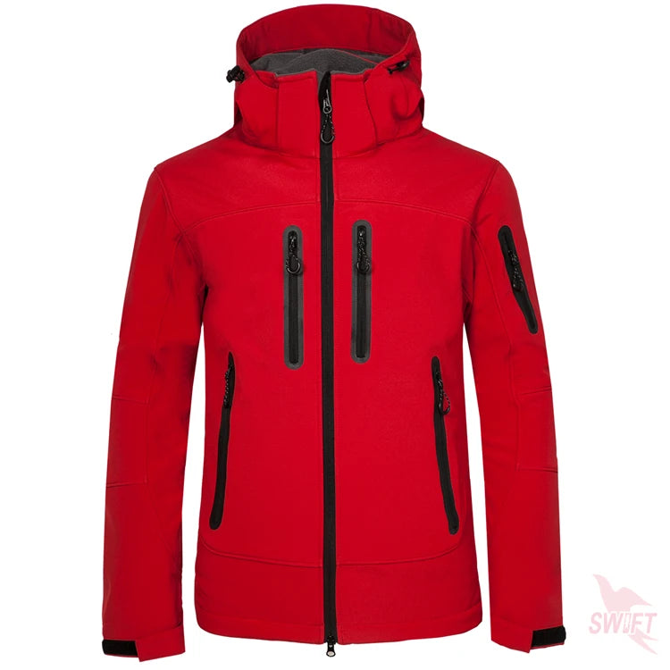 Wasserdichter Softshell-Mantel für Männer mit Custom-Print - Outdoor-Hoodie für Hiking, Skiing und Camping