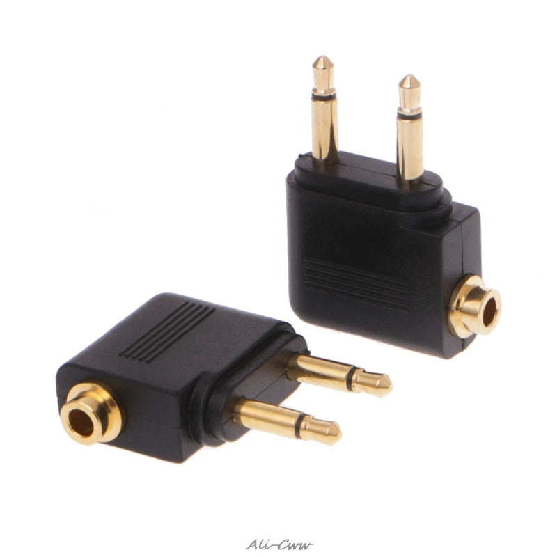 OOTDTY Adapter Flugzeug Mono 3,5 mm Goldnickel - 2 Stück