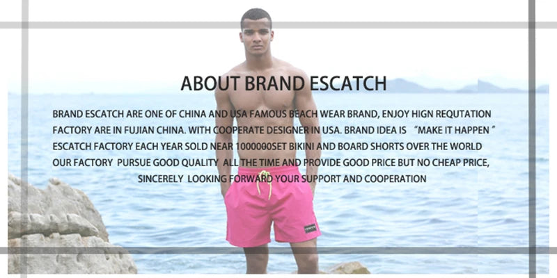 Herren-Badehose 2025: ESCATCH Man Swimwear Swim Shorts Trunks Beach Board Shorts - Swimming Pants Swimsuits Mens Running Sports Surffing Shorts Collection