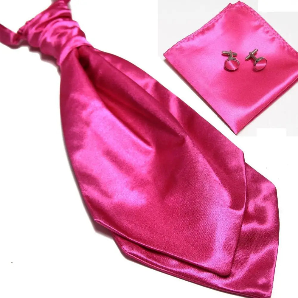 HOOYI 2019 cheap solid men's neck tie set Hanky cufflinks fashion necktie cravate ascot neckwear neckcloth Pocket square