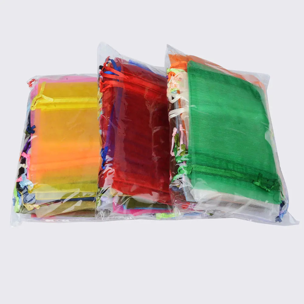 Organza Beutel Set 2025 - 100 Stück 24 Farben Aufbewahrung Back to School Organisation