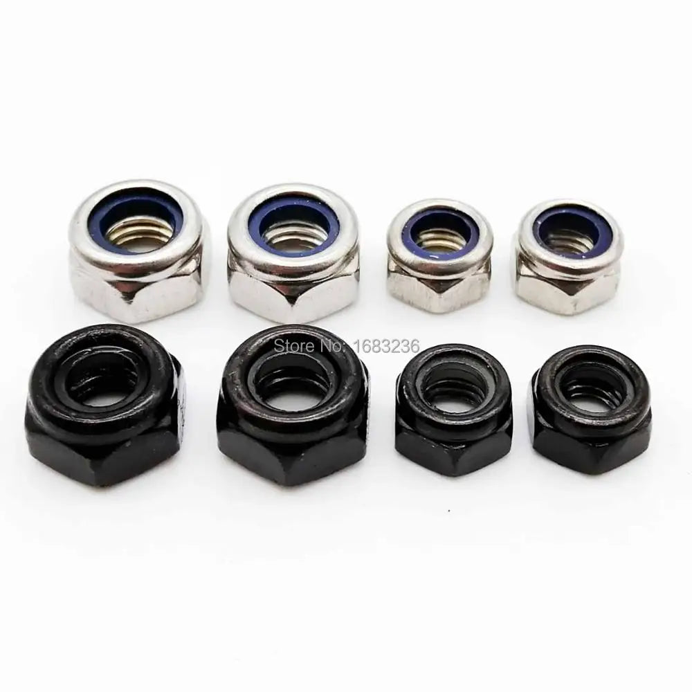 M2 M2.5 M3 M3.5 M4 M5 M6 M8 M10 M12 M14 M16 304 Edelstahl Schwarz Hex Nylon Einsatz Sperrmutter Selbstsperrend Kontermutter