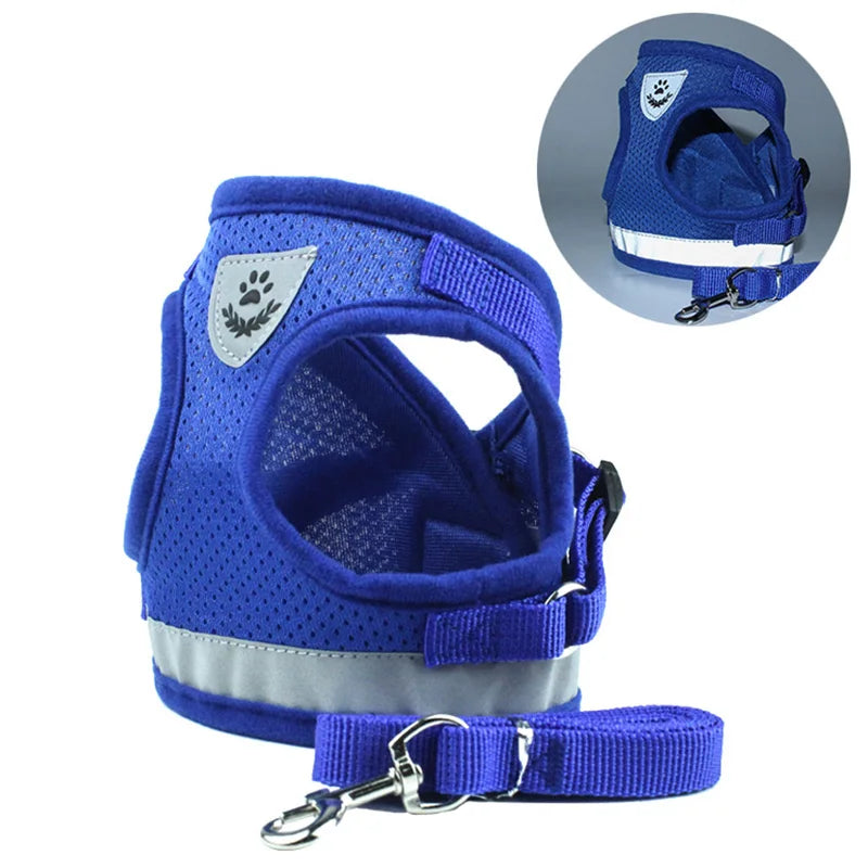 Reflektierend Katze Geschirr Leine Set 2025: YUDODO Nylon Mesh Kätzchen Welpen - Hunde Weste Geschirr Yorkies Mops S/M/L/XL Atmungsaktiv Verstellbar Schnell Lösbar