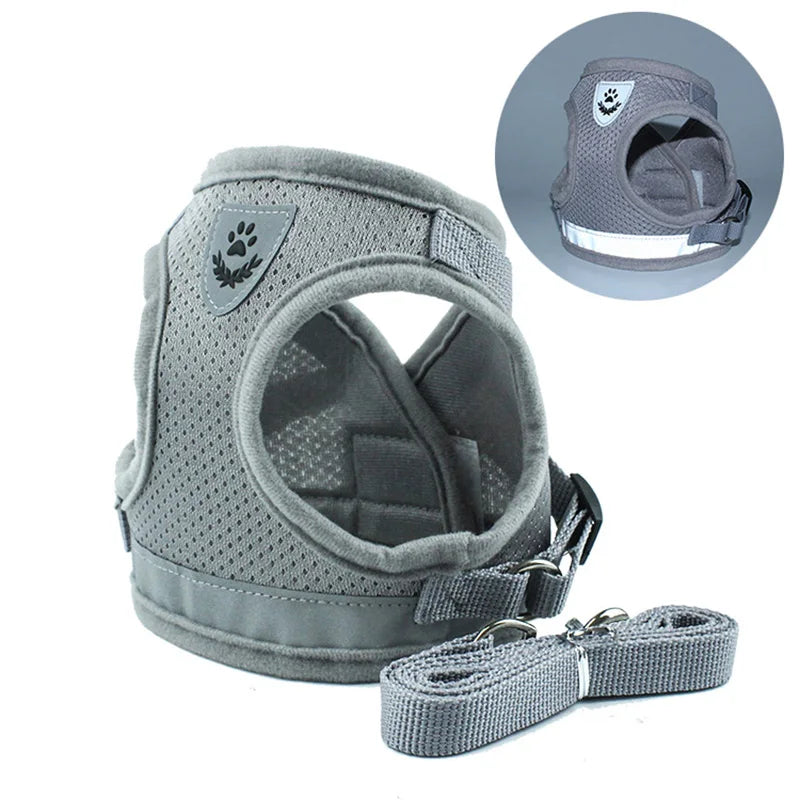 Reflektierend Katze Geschirr Leine Set 2025: YUDODO Nylon Mesh Kätzchen Welpen - Hunde Weste Geschirr Yorkies Mops S/M/L/XL Atmungsaktiv Verstellbar Schnell Lösbar