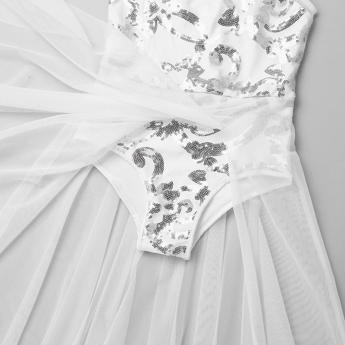 Kids Dance Dress Girls Floral Sequins Leotard Maxi Skirt Ballroom Ballet Dress Elegant Dancewear Modern Lyrical Dance Costume