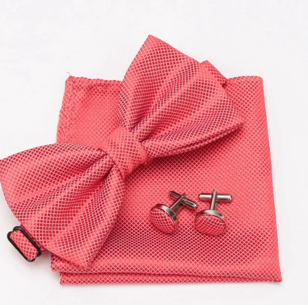 Mens Tie Set Bowtie Cravat Cufflinks Fashion Butterfly Party Wedding Bow Ties for Men Girls Candy Solid Color Bowknot Wholesale