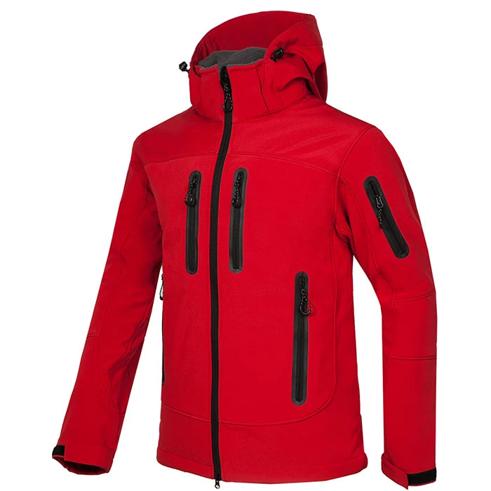 Wasserdichter Softshell-Mantel für Männer mit Custom-Print - Outdoor-Hoodie für Hiking, Skiing und Camping