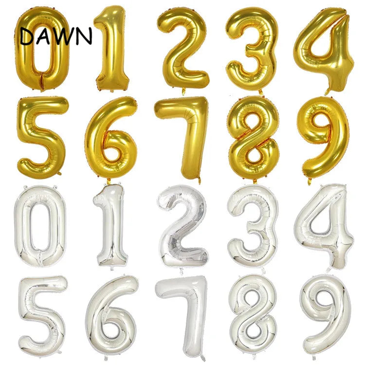 DAWN XD20-1 Zahlenballon 40 Zoll Roségold Silber Aluminium