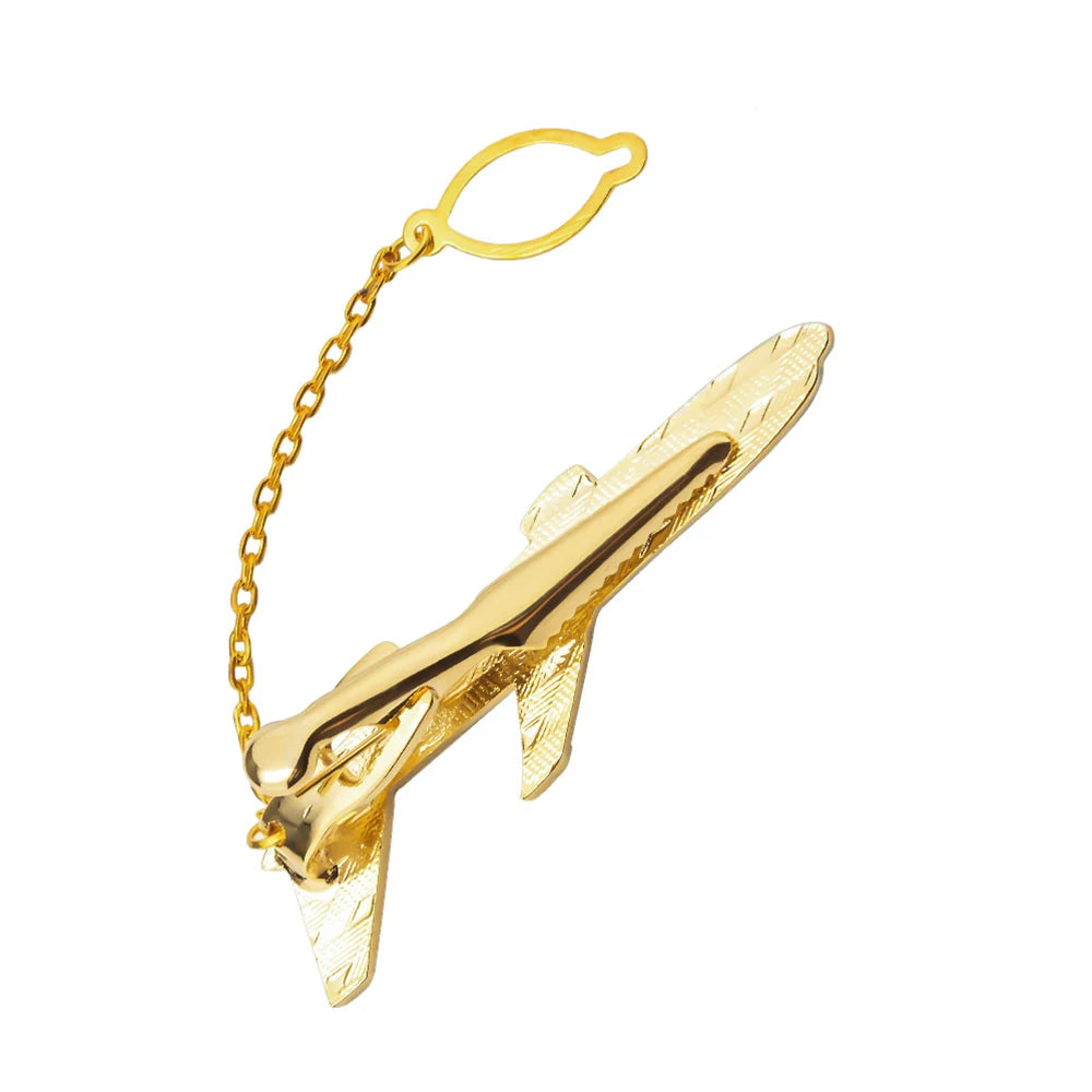 Elegant Airplane Shape Tie Clip Pilot Business Men Necktie Clip High Quality Cufflinks Tie Clasp Men Suits Wedding Gift
