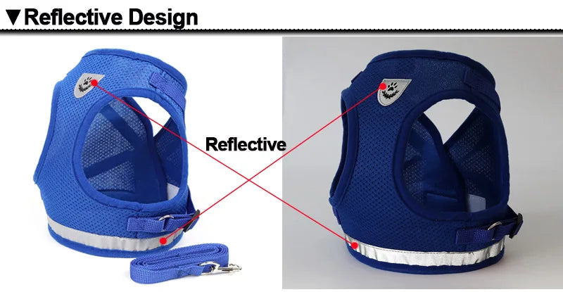Reflektierend Katze Geschirr Leine Set 2025: YUDODO Nylon Mesh Kätzchen Welpen - Hunde Weste Geschirr Yorkies Mops S/M/L/XL Atmungsaktiv Verstellbar Schnell Lösbar