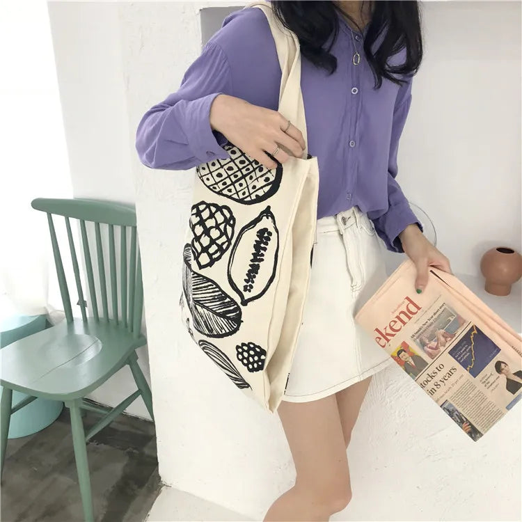 Frauen Canvas Schultertasche Blattmuster Damen Große Einkaufstaschen Eco Baumwolle Leinenstoff Große Handtasche Cute Books Tote Für Mädchen