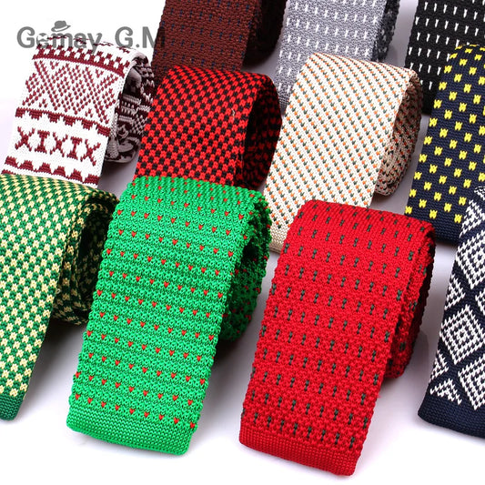 New Knit Tie For Men Casual Plaid Knitted Neck Ties Fashion Mens Necktie For Wedding Business Adult Suit Tuxedo Plaid Tie