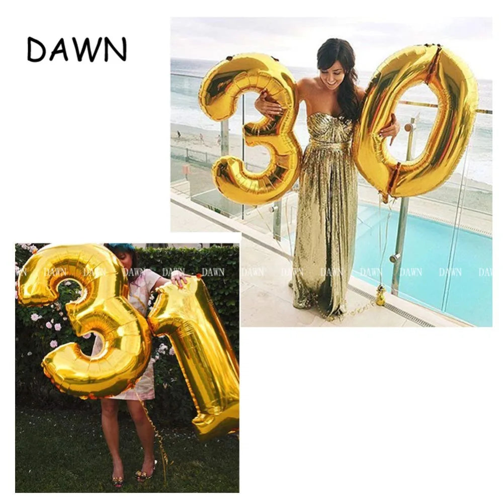 DAWN XD20-1 Zahlenballon 40 Zoll Roségold Silber Aluminium