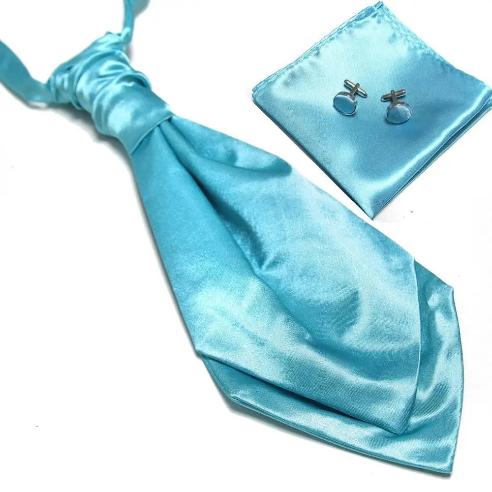 HOOYI 2019 cheap solid men's neck tie set Hanky cufflinks fashion necktie cravate ascot neckwear neckcloth Pocket square