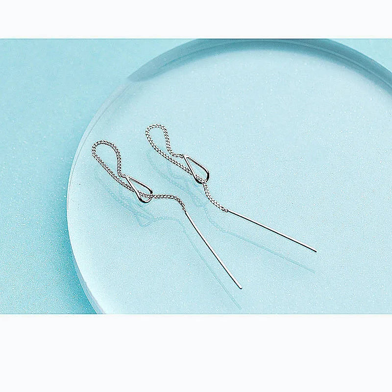 INZATT 925 Sterling Silber 6,3cm Lange Quasten-Ketten Bar Hängende Tropfen Ohrringe für Frauen Mode Schmuck Hochzeitsgeschenk
