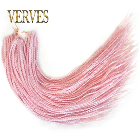 VERVES Crochet Braids Synthetic 24 inch Box Braid 22 Roots/Pcs Ombre Braiding Hair Extensions Heat Fiber Bulk Braid Pink,Black