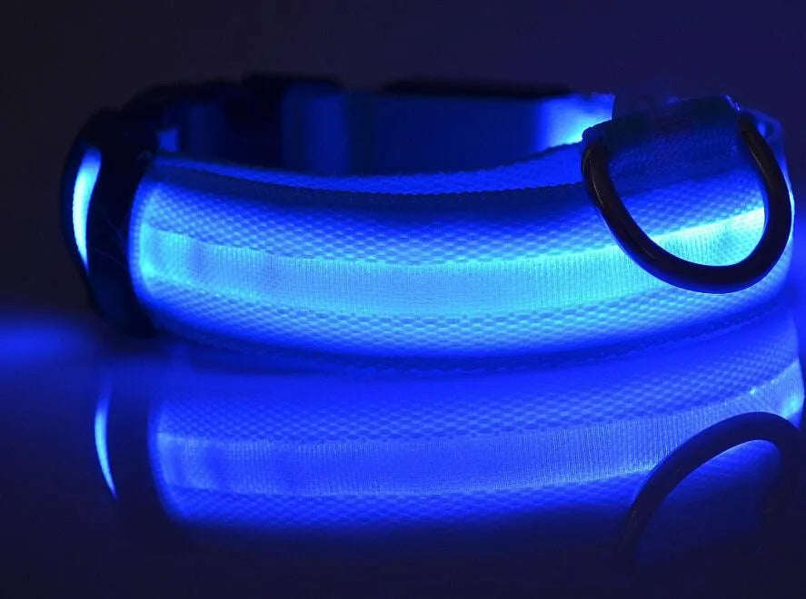 YUDODO Nylon LED Pet Dog Collars for animals Night Safety Flashing Glow Dog Leash Dogs Luminous Fluorescent Collars Pet Supplies