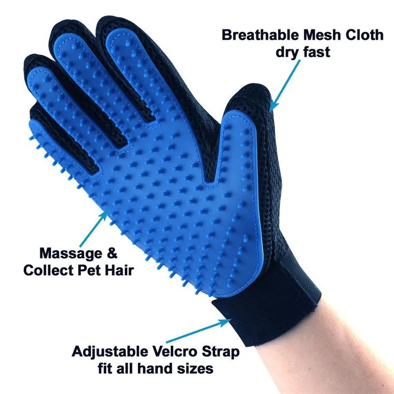 Mode Gummi Haustier Bad Bürste: gagyive Hund Spielzeug Umweltschutz Silikon - Handschuh Haustier Massage Hunde Katzen Zubehör Blau Tiefblau 23cm