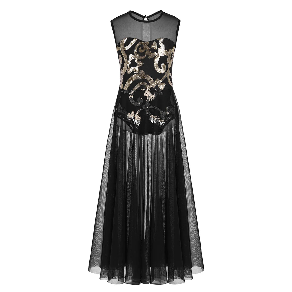 Kids Dance Dress Girls Floral Sequins Leotard Maxi Skirt Ballroom Ballet Dress Elegant Dancewear Modern Lyrical Dance Costume