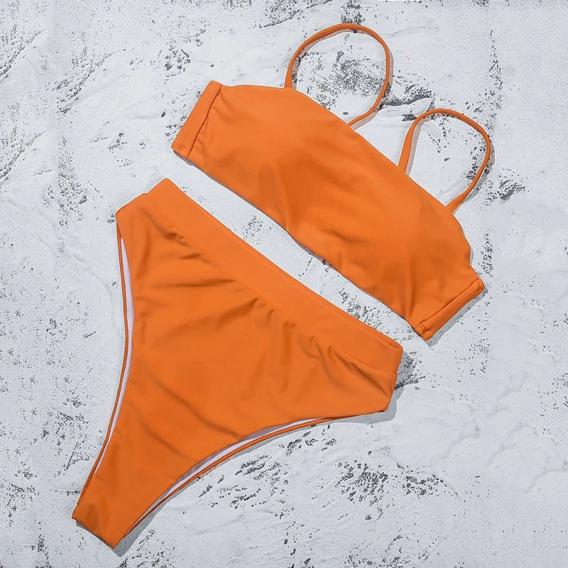 Bikini-Set: ZTVitality Elegant Bikinis Solid Push Up - Gepolstert BH Träger High Waist Schwimmanzug Damen Schwimmbekleidung Frauen Biquini Collection