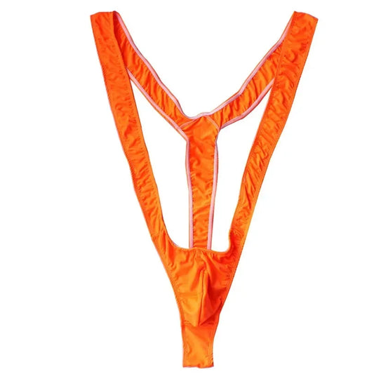 TiaoBug Mankini Tanga Brazilian 2025: Helle Fluoro Over-the-Shoulder Design Borat Style - Elegant Herren V-Ausschnitt Atmungsaktiv 70-100cm Strand - Golden Bridge Store