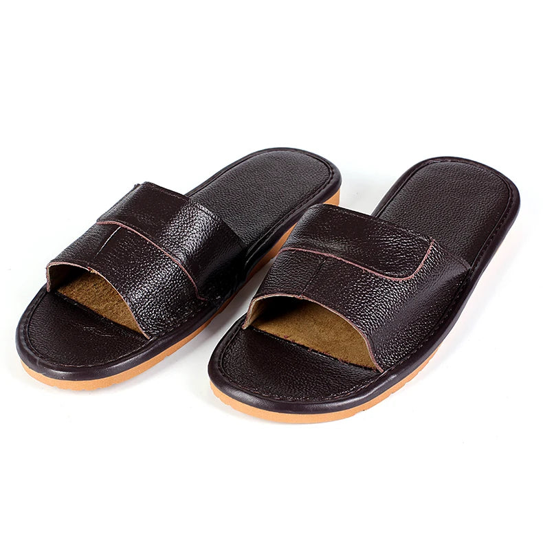 Neue Leder Hausschuhe Männer Heim Einrichtung Innen Boden Klassisch Schuhe Casual Slides Leder Sandalias Zapatos Hombre