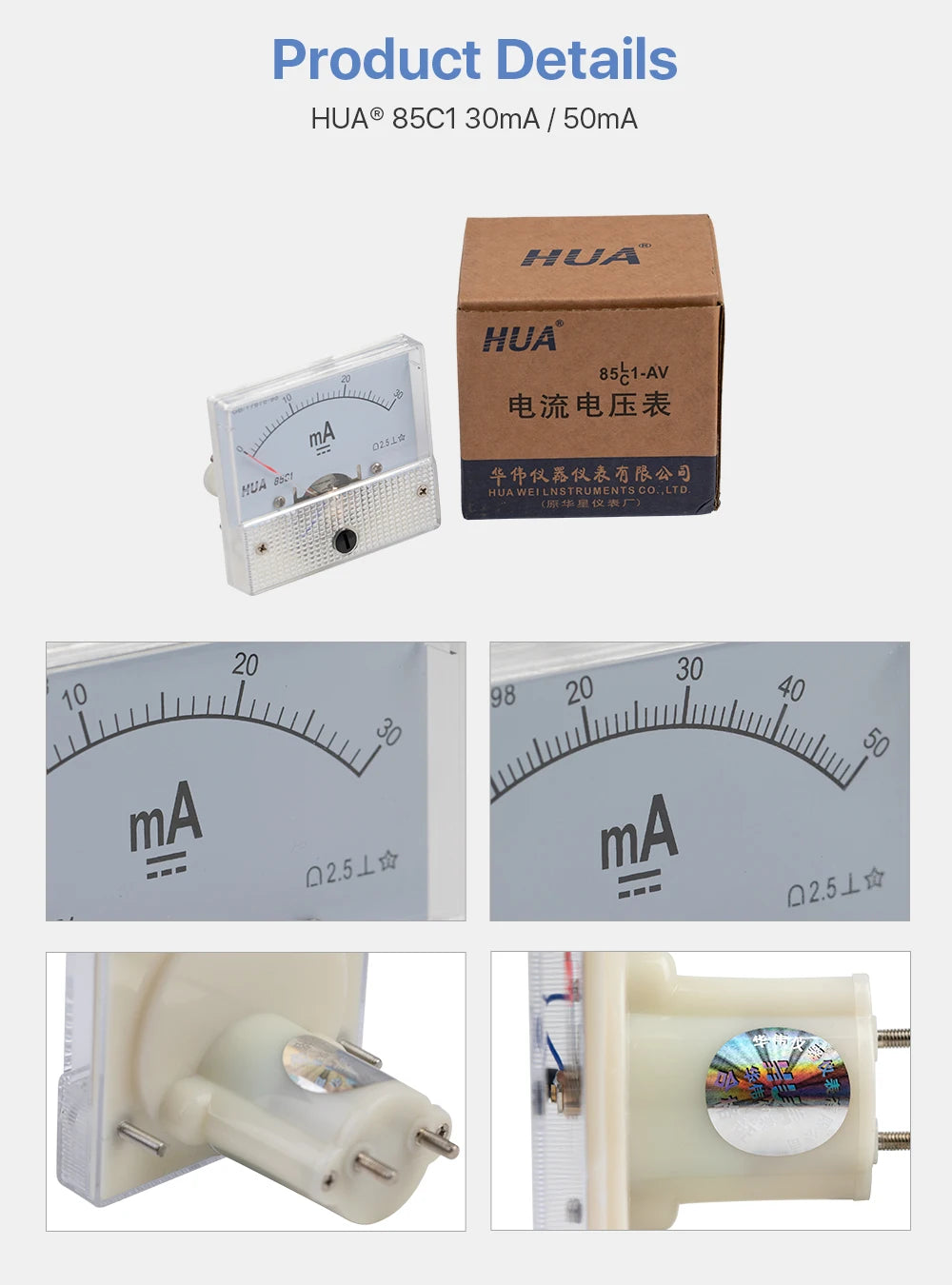 Cloudray 30mA 50mA Amperemeter HUA 85C1 DC 0-30mA 0-50mA Analog Amp Panel Meter Strom für CO2 Laser Gravur Schneid Maschine