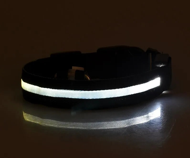 YUDODO Nylon LED Haustier Hund Halsbänder 2025: Nacht Sicherheit Blinkend Leuchtend Fluoreszierend - Tiere Hund Leine XS-XL 7 Farben Alle Jahreszeiten