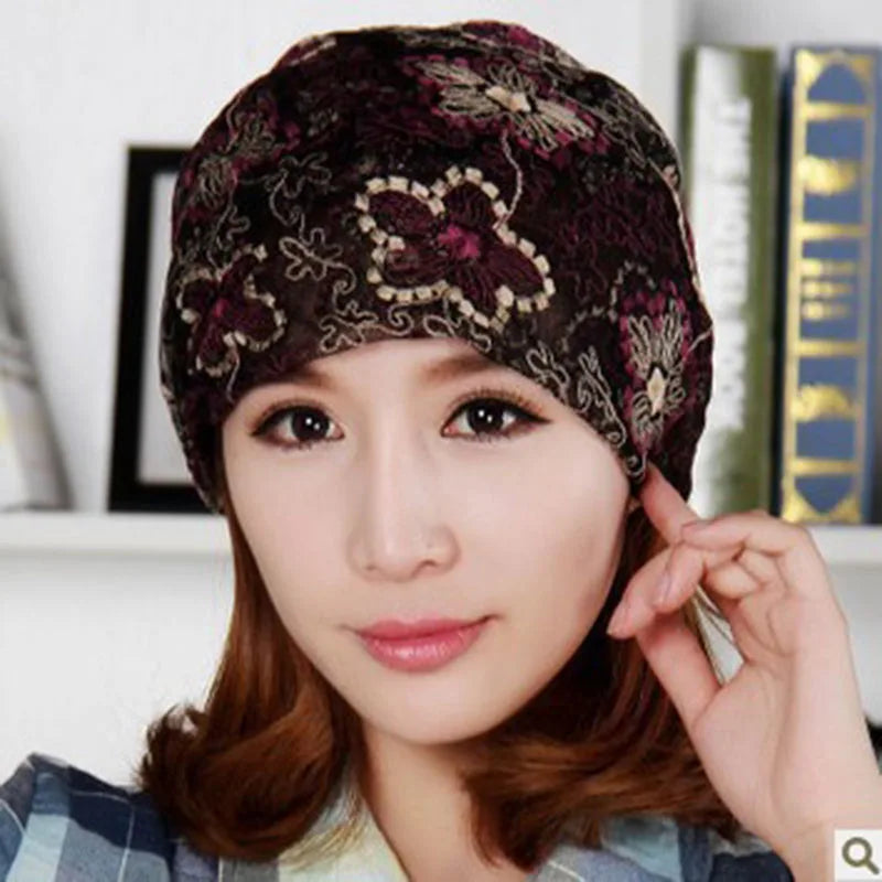 miaoxi Mode Sommer Dünn Frauen Hut Floral Casual Erwachsene Damen Kappen Günstig Schönheit Bonnet Polyester Weiblich Beanies Skulliess