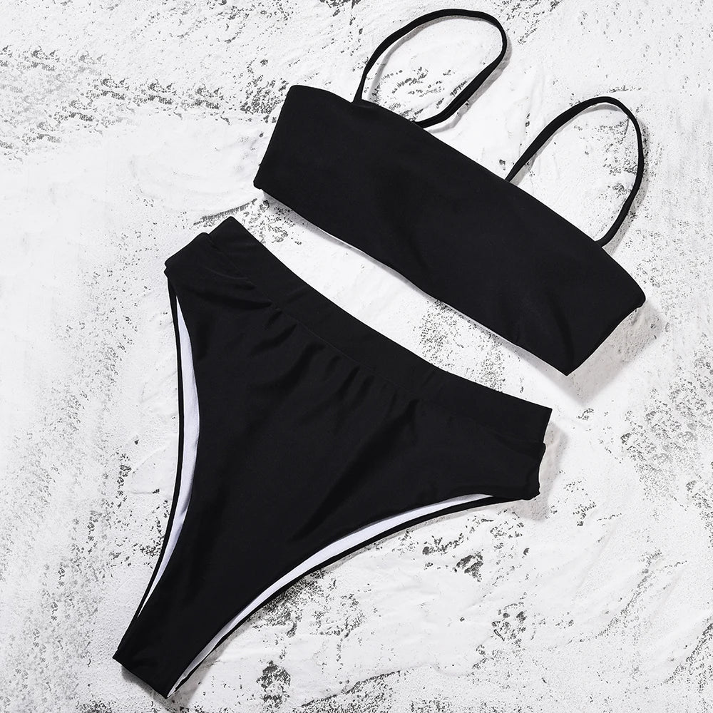 Bikini-Set: ZTVitality Elegant Bikinis Solid Push Up - Gepolstert BH Träger High Waist Schwimmanzug Damen Schwimmbekleidung Frauen Biquini Collection
