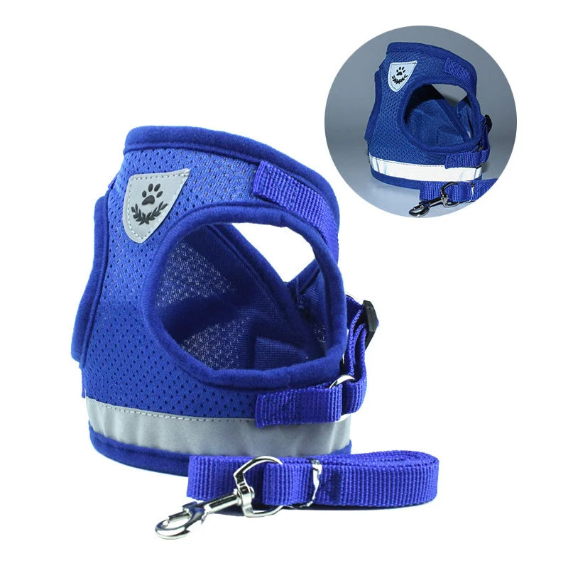 Reflektierend Katze Geschirr Leine Set 2025: YUDODO Nylon Mesh Kätzchen Welpen - Hunde Weste Geschirr Yorkies Mops S/M/L/XL Atmungsaktiv Verstellbar Schnell Lösbar