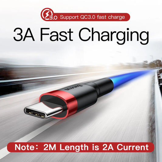 Baseus USB Typ C Kabel Schnell Laden Ladegerät USBC TypeC Draht Kabel Für Samsung S22 S10 Xiaomi POCO Huawei USB C Daten Kabel 3m