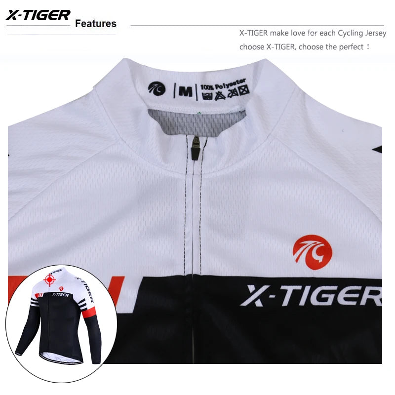 X-TIGER Top Qualität Radfahren Trikot 2025: Langarm MTB Fahrrad Polyester - Berg Fahrrad Sportbekleidung Atmungsaktiv Schnell Trocknend Schweißabweisend Taschen