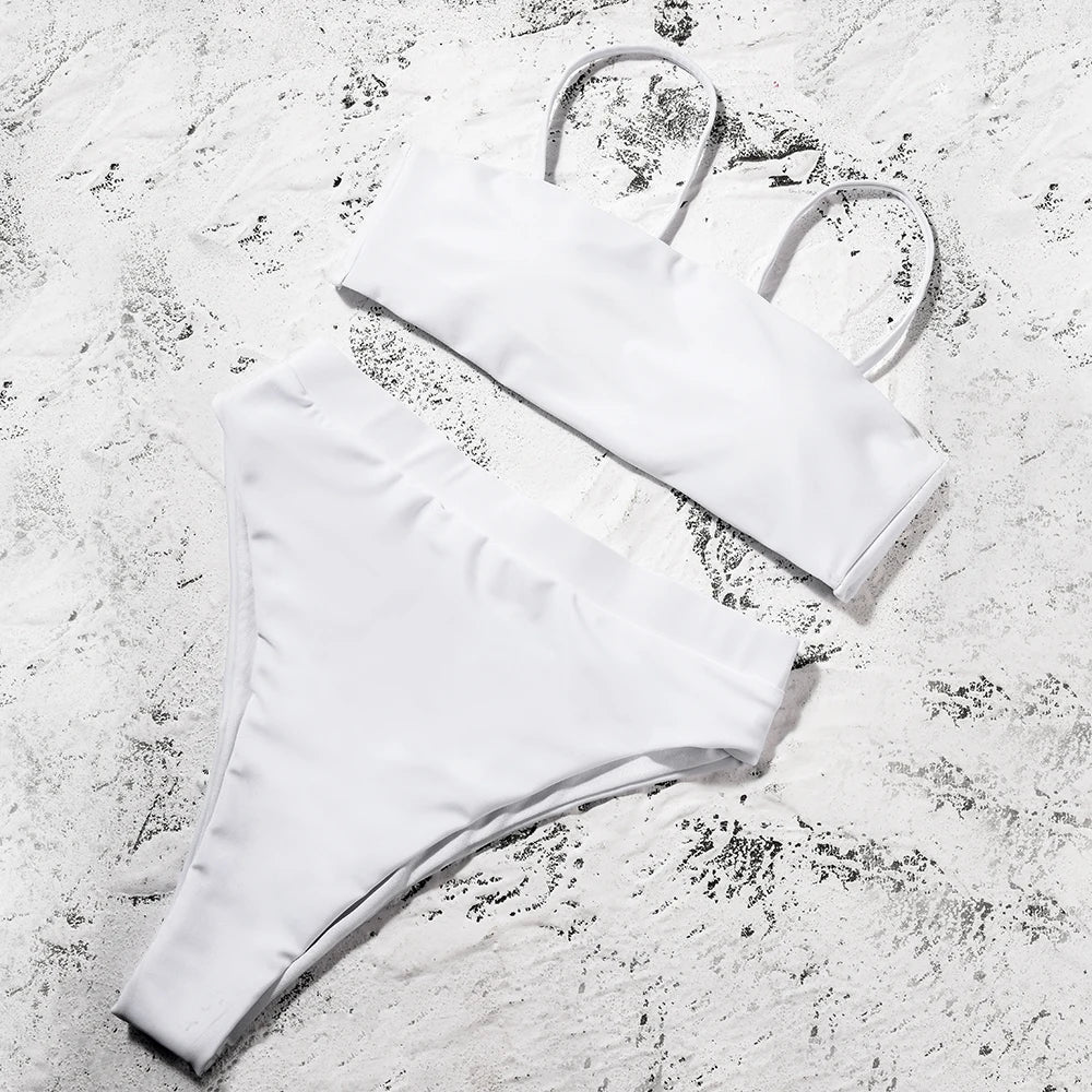 Bikini-Set: ZTVitality Elegant Bikinis Solid Push Up - Gepolstert BH Träger High Waist Schwimmanzug Damen Schwimmbekleidung Frauen Biquini Collection