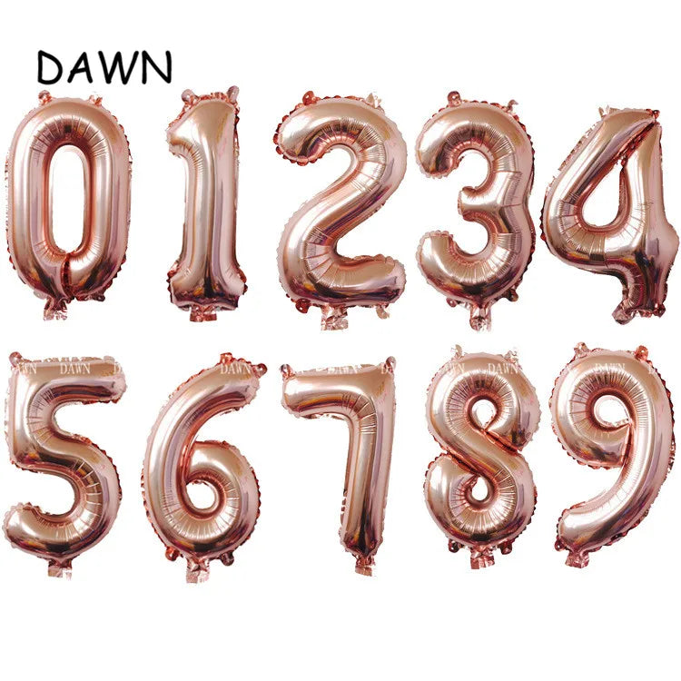 DAWN XD20-1 Zahlenballon 40 Zoll Roségold Silber Aluminium