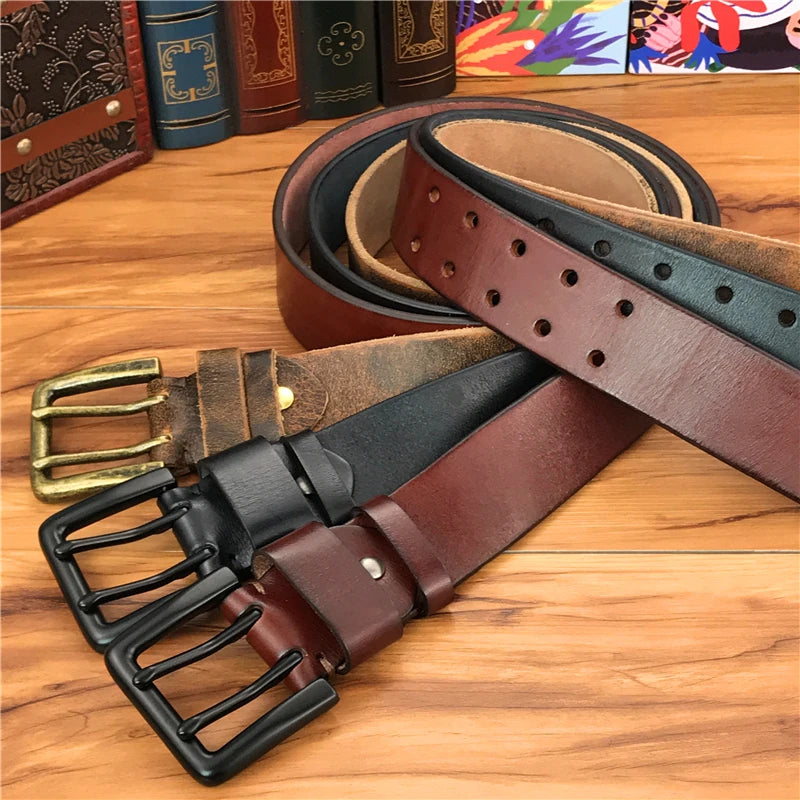 Herren Ledergürtel 2025 - Super Wide 4.2CM Luxury Thick Genuine Leather Double Buckle