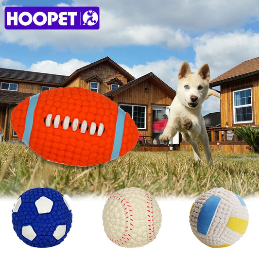 HOOPET Haustier Hund Spielzeug Bälle 2025: Quietsch Welpen Spielzeug Tennis Fußball - Zahn Reinigung Gummi Orange Weiß Blau Hunderassen Spielspaß