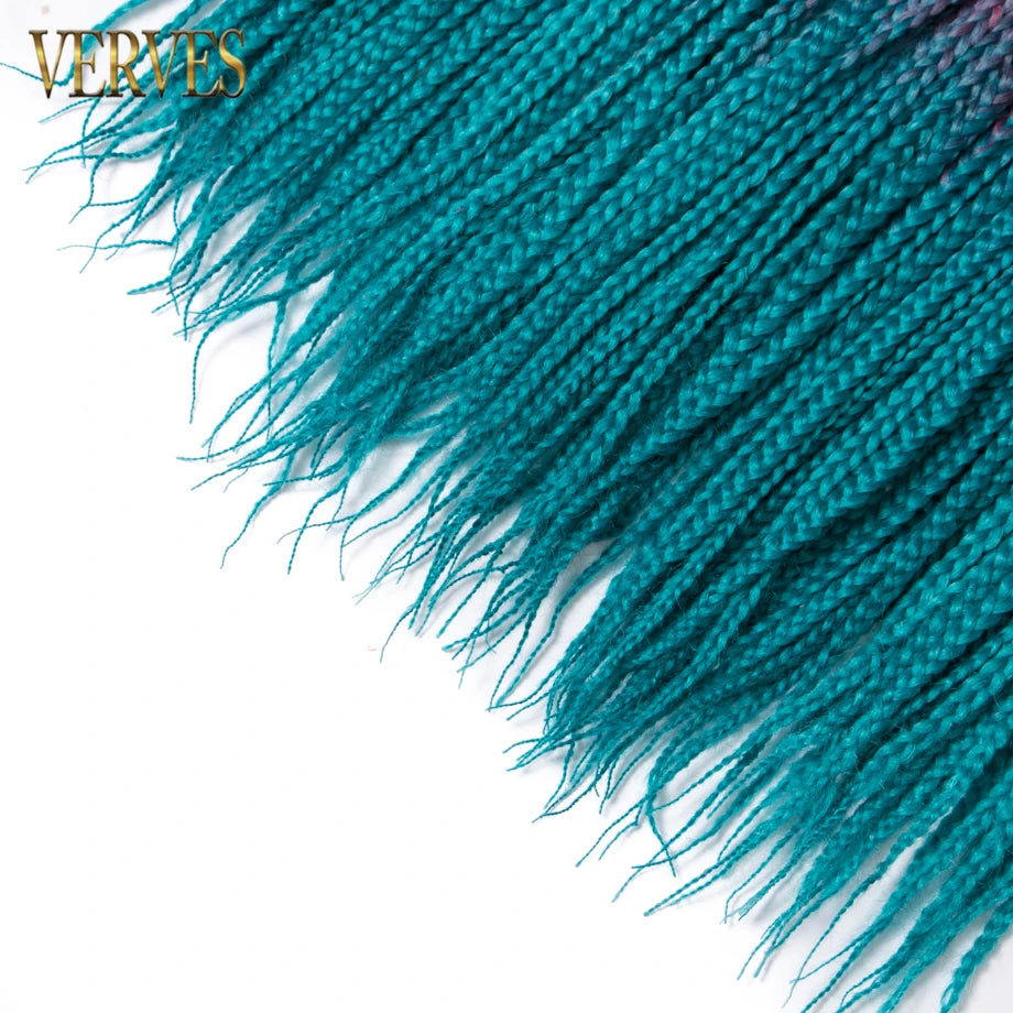 VERVES Crochet Braids Synthetic 24 inch Box Braid 22 Roots/Pcs Ombre Braiding Hair Extensions Heat Fiber Bulk Braid Pink,Black