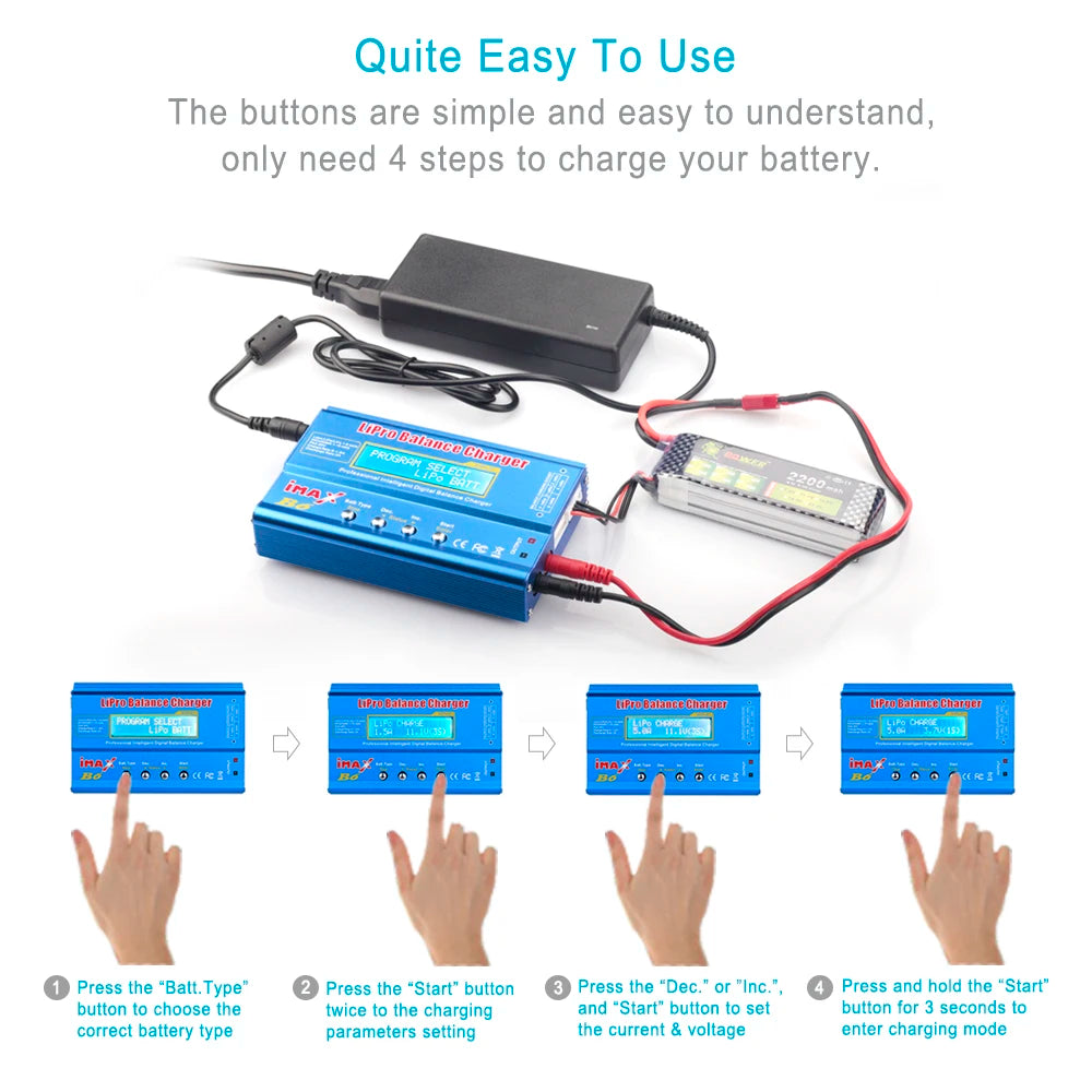 IMAX B6 80W Multi-function Charger For Lipo Li-ion LiFe NiMh Ni-Cd PB Battery RC Balance Discharger+15V 6A Adapter Optional