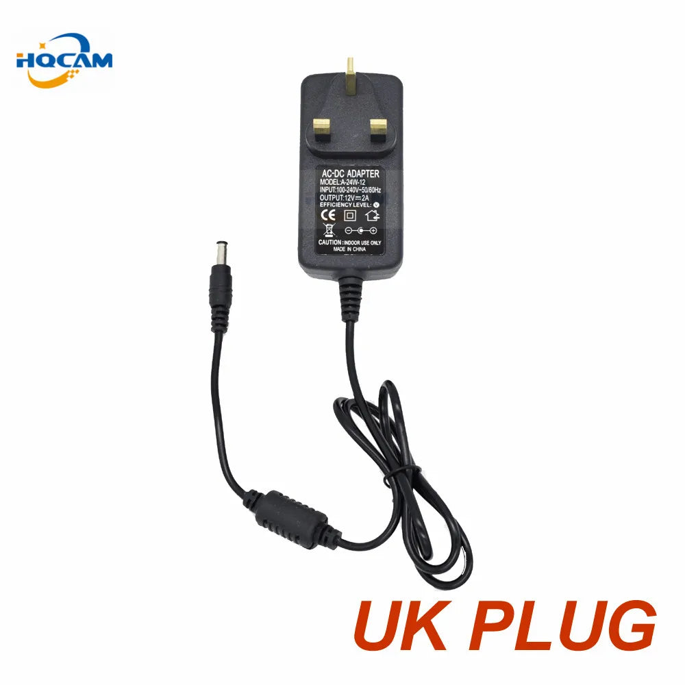 Adaptor de alimentare calificat HQCAM AC 110-240V la DC 12V 2A pentru CCTV, mufă EU/US/UK/AU